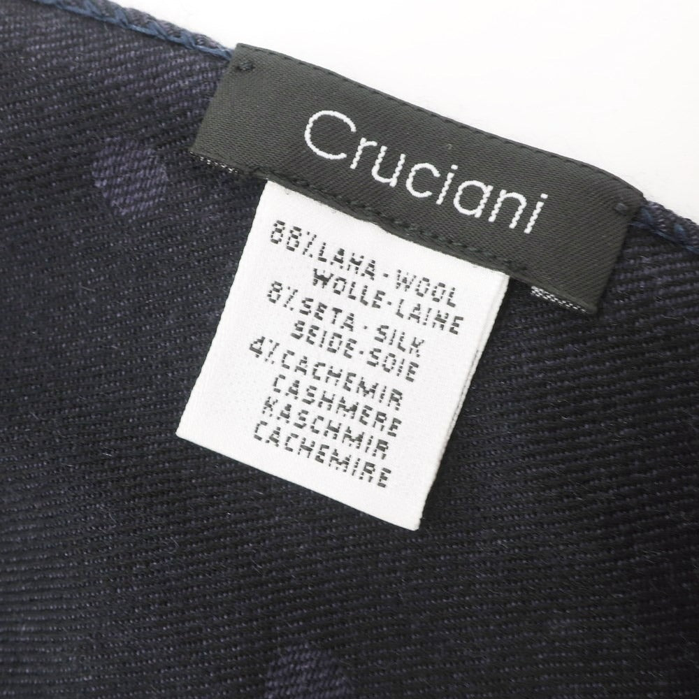 [Used] CRUCIANI Wool Silk Cashmere Dot Check Stole Dark Navy x Black [BLK] [A/W] [Condition Rank B] ​​[Men&