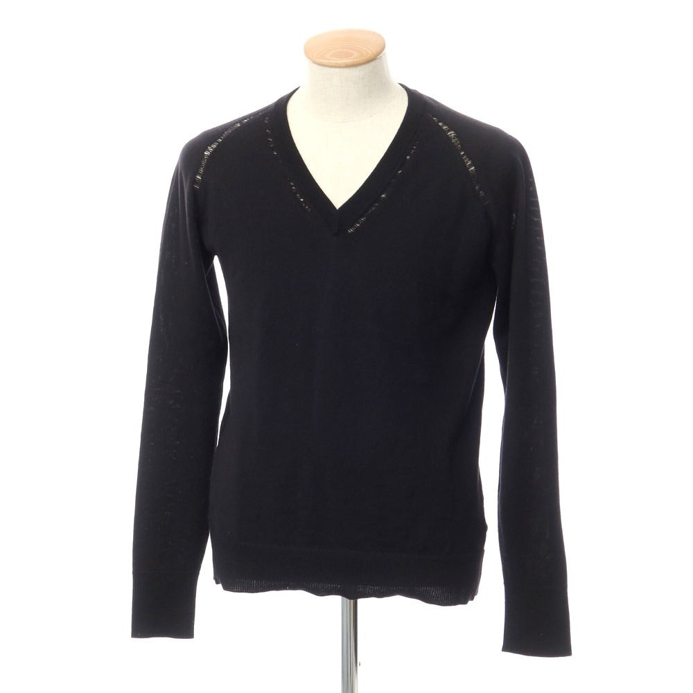 【中古】ディオールオム Dior Homme ウール Vネック プルオーバーニット ブラック【サイズS】【BLK】【A/W】【状態ランクC】【メンズ】【768976】
