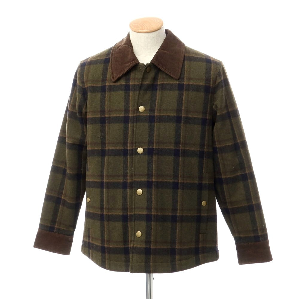 [Used] A.P.C. Wool polyester check padded coverall blouson olive x navy [Size XS] [GRN] [A/W] [Condition rank B] ​​[Men&