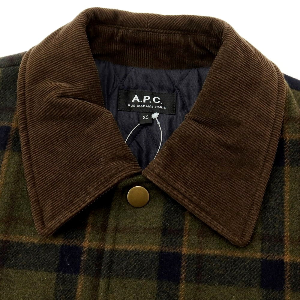 [Used] A.P.C. Wool polyester check padded coverall blouson olive x navy [Size XS] [GRN] [A/W] [Condition rank B] ​​[Men&