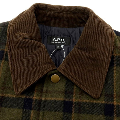 [Used] A.P.C. Wool polyester check padded coverall blouson olive x navy [Size XS] [GRN] [A/W] [Condition rank B] ​​[Men&