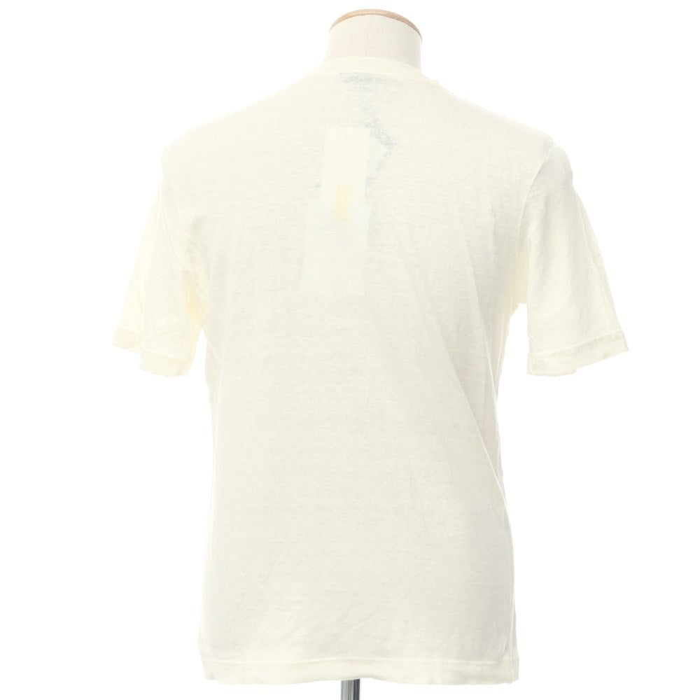 [Used] SCAGLIONE Linen Crew Neck Short Sleeve T-Shirt Ivory [XS] [Condition Rank C] [Men&