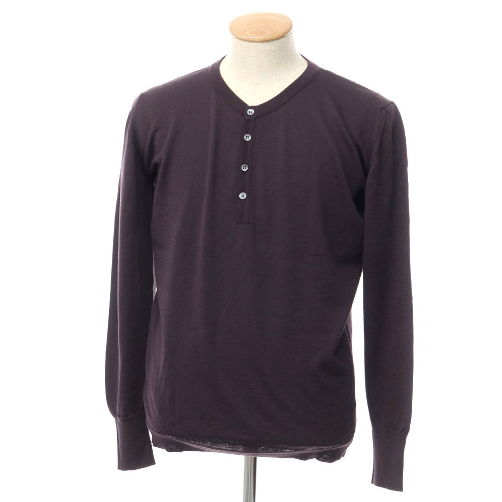 [Used] John Smedley Wool Henley Pullover Knit Dark Purple [Size M] [PUP] [A/W] [Condition Rank B] ​​[Men&