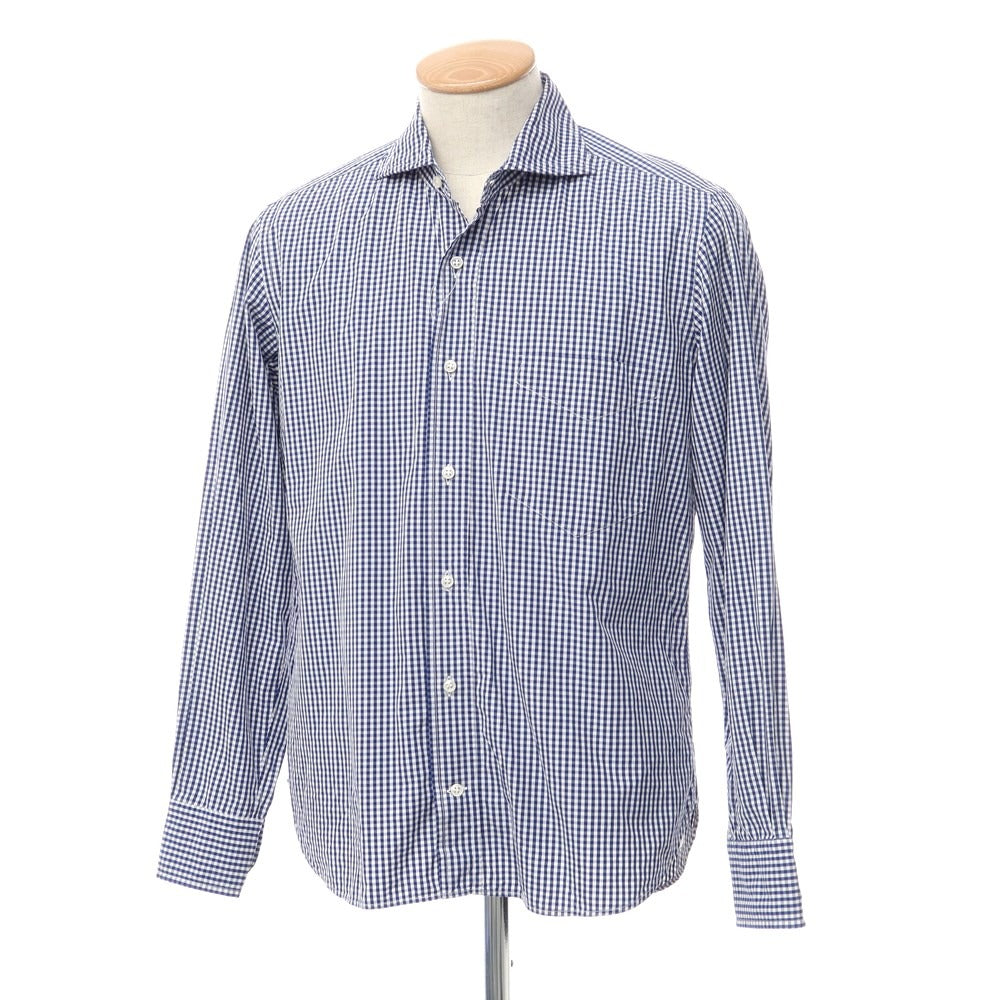 [Used] ORIAN Broad Cotton Check Shirt Navy x White [Size S] [NVY] [S/S/A/W] [Condition Rank C] [Men&