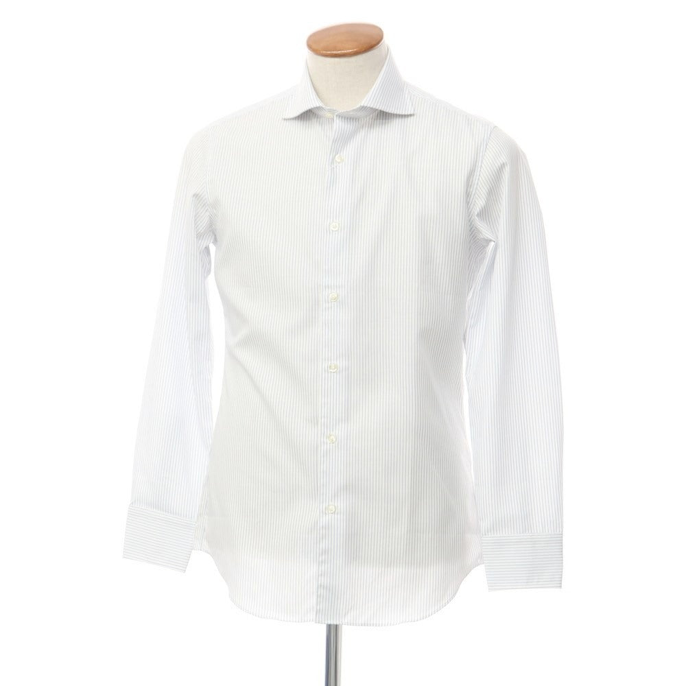 [Used] [Unused] BGR bgr Cotton Striped Horizontal Collar Dress Shirt White x Blue Gray [Size 39-82] [WHT] [S/S/A/W] [Condition Rank S] [Men&