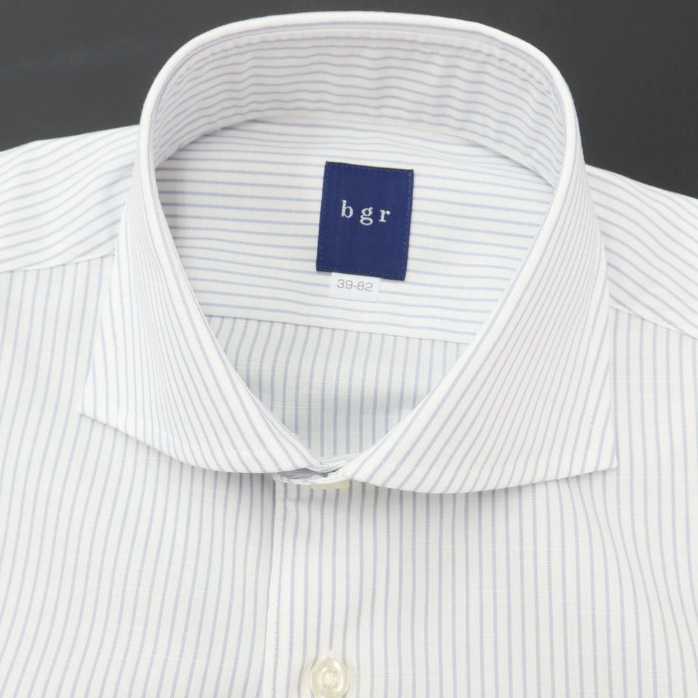 [Used] [Unused] BGR bgr Cotton Striped Horizontal Collar Dress Shirt White x Blue Gray [Size 39-82] [WHT] [S/S/A/W] [Condition Rank S] [Men&