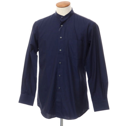 [Used] TRUSSARDI Cotton Band Collar Casual Shirt Navy [Size M-83] [NVY] [S/S/A/W] [Condition Rank A] [Men&