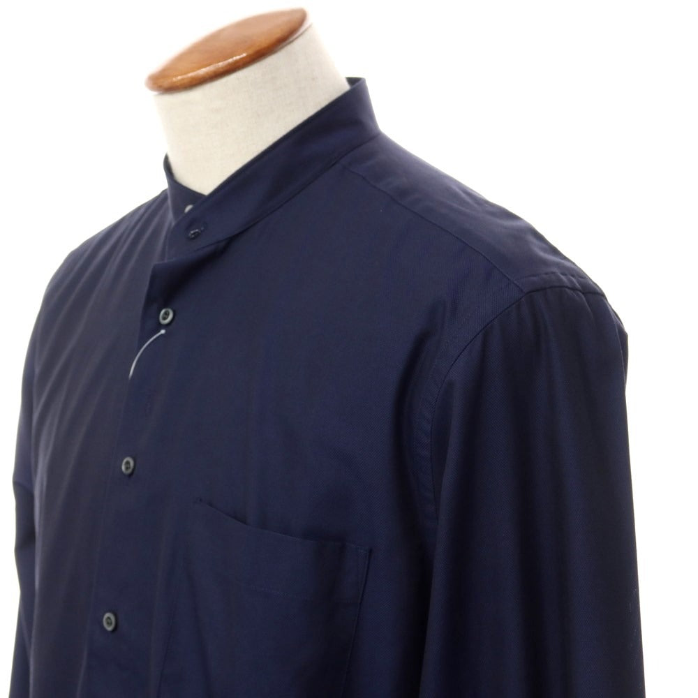 [Used] TRUSSARDI Cotton Band Collar Casual Shirt Navy [Size M-83] [NVY] [S/S/A/W] [Condition Rank A] [Men&