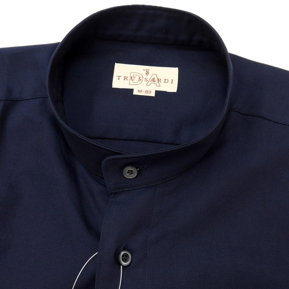 [Used] TRUSSARDI Cotton Band Collar Casual Shirt Navy [Size M-83] [NVY] [S/S/A/W] [Condition Rank A] [Men&