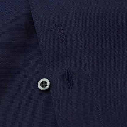 [Used] TRUSSARDI Cotton Band Collar Casual Shirt Navy [Size M-83] [NVY] [S/S/A/W] [Condition Rank A] [Men&