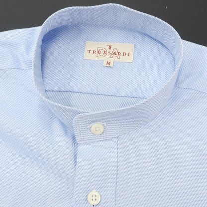 [Used] TRUSSARDI Cotton Band Collar Casual Shirt Light Blue x White [Size M] [BLU] [S/S/A/W] [Condition Rank A] [Men&