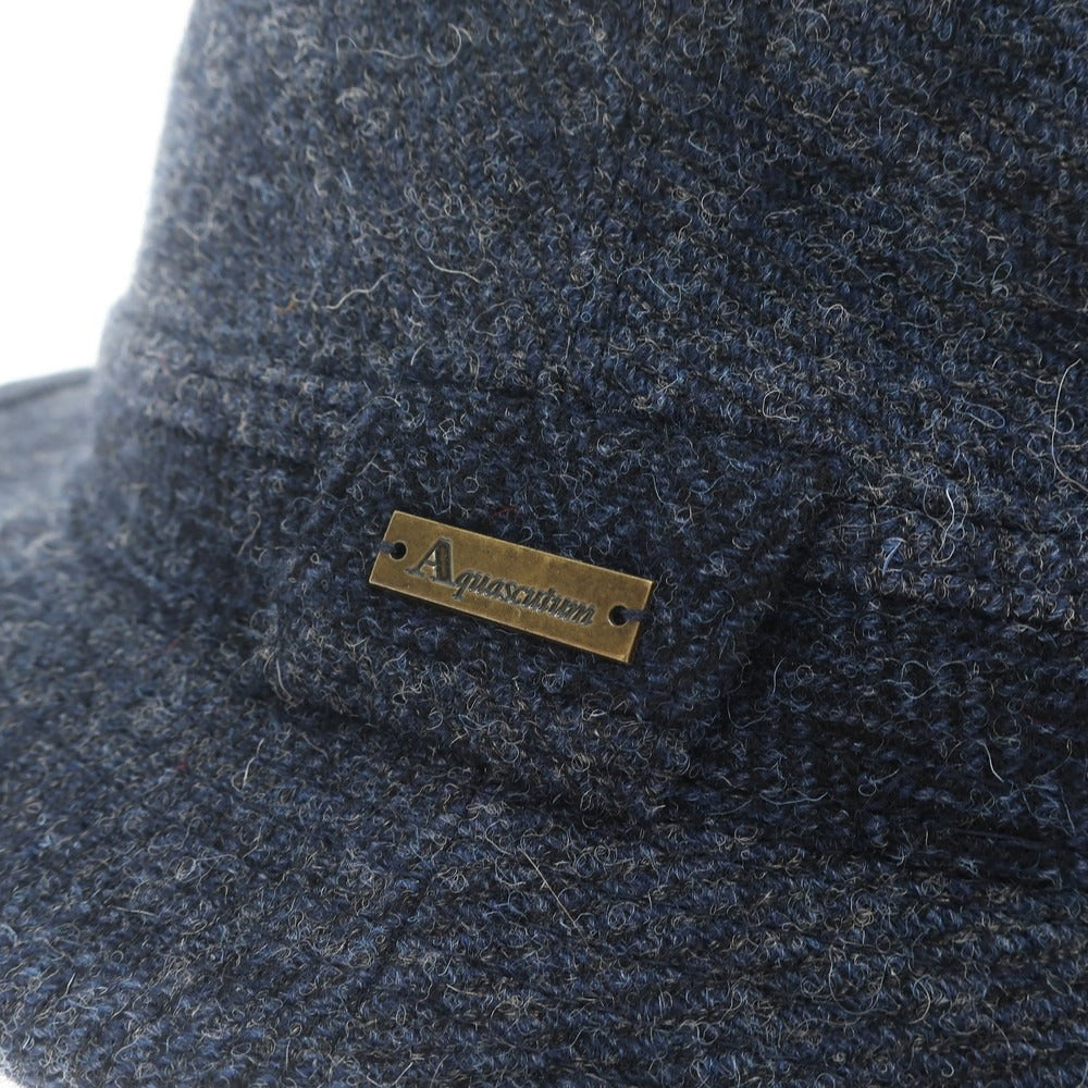 [Used] Aquascutum Tweed Wool Hat Navy Blue x Black [Size M-S] [NVY] [A/W] [Condition Rank A] [Men&