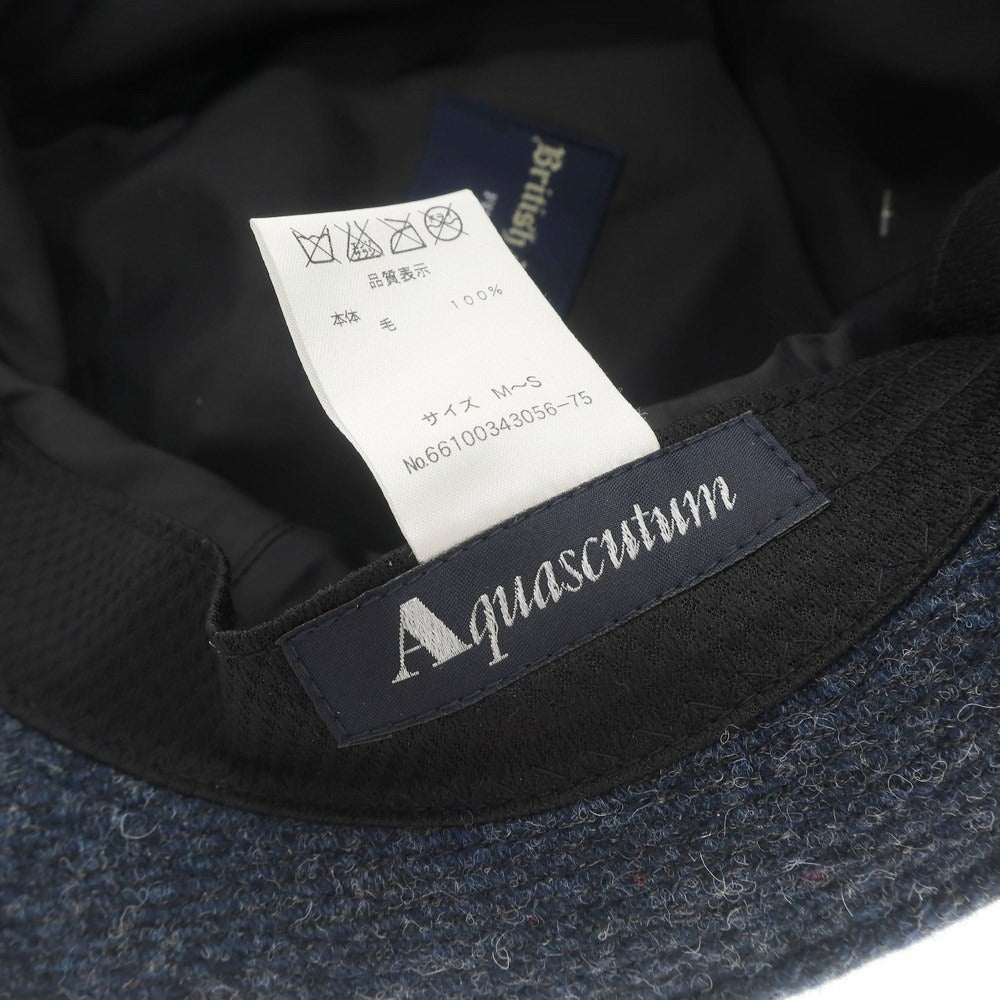 [Used] Aquascutum Tweed Wool Hat Navy Blue x Black [Size M-S] [NVY] [A/W] [Condition Rank A] [Men&