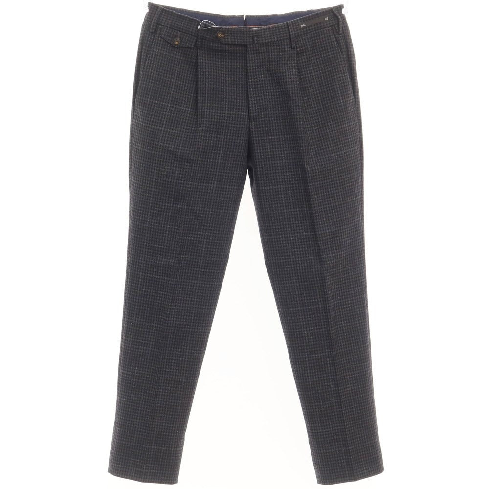 【中古】ピーティーゼロウーノ PT01 ウールコットン チェック カジュアルスラックス パンツ グレーxブラック【サイズ48】【GRY】【A/W】【状態ランクC】【メンズ】【768972】