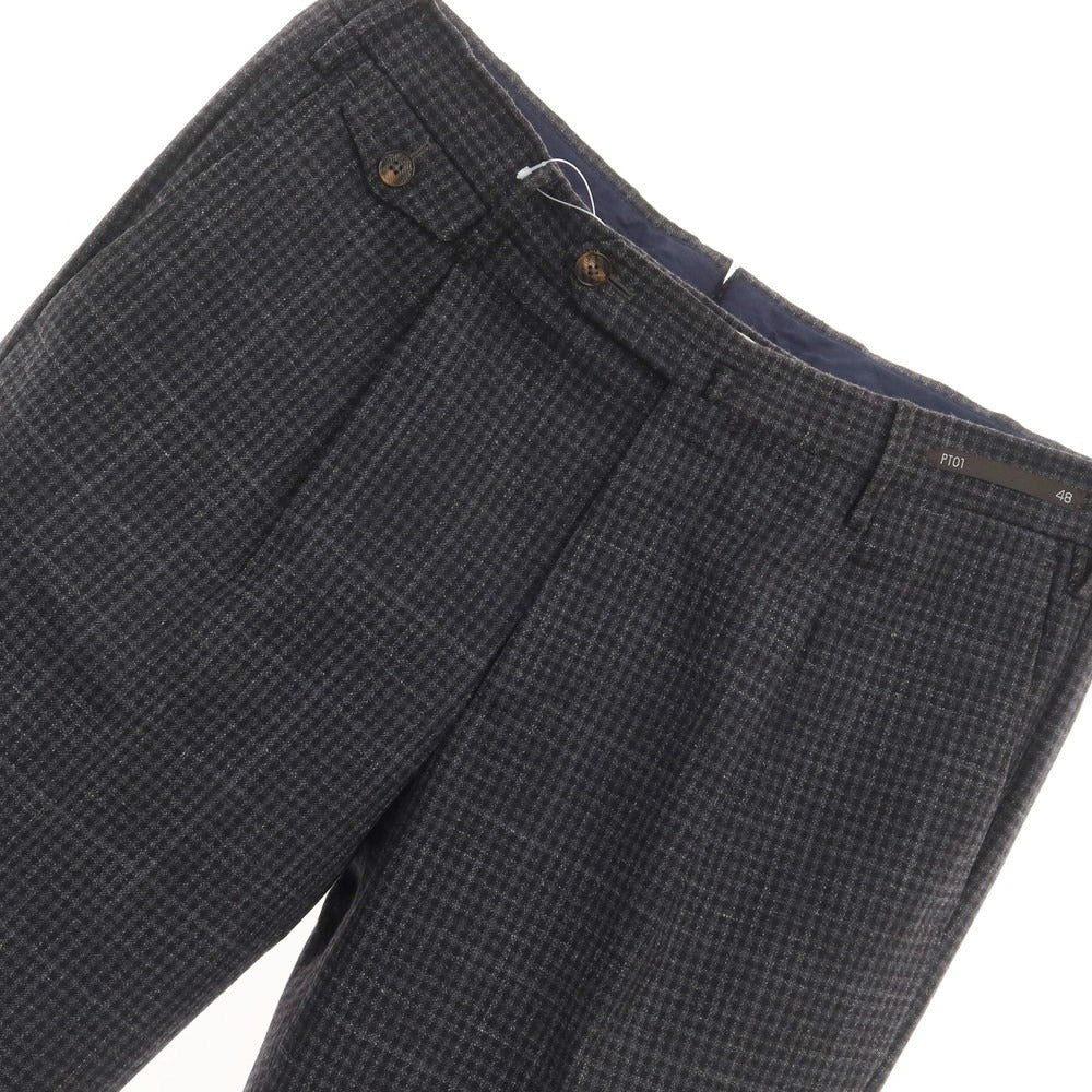 【中古】ピーティーゼロウーノ PT01 ウールコットン チェック カジュアルスラックス パンツ グレーxブラック【サイズ48】【GRY】【A/W】【状態ランクC】【メンズ】【768972】