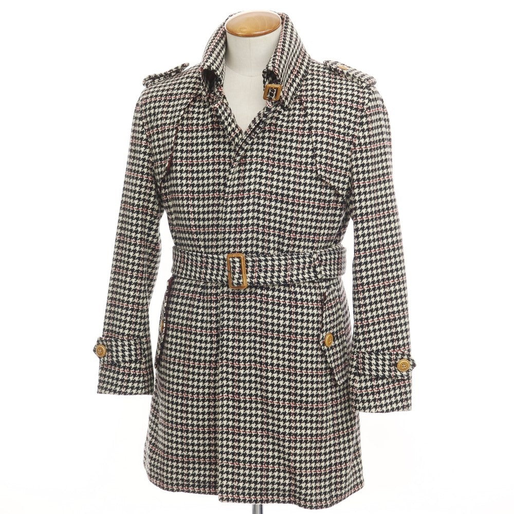 [Used] Morgan Homme Wool Polyester Houndstooth Single Trench Coat Off White x Black [Size M] [WHT] [A/W] [Condition Rank B] ​​[Men&