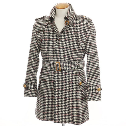 [Used] Morgan Homme Wool Polyester Houndstooth Single Trench Coat Off White x Black [Size M] [WHT] [A/W] [Condition Rank B] ​​[Men&
