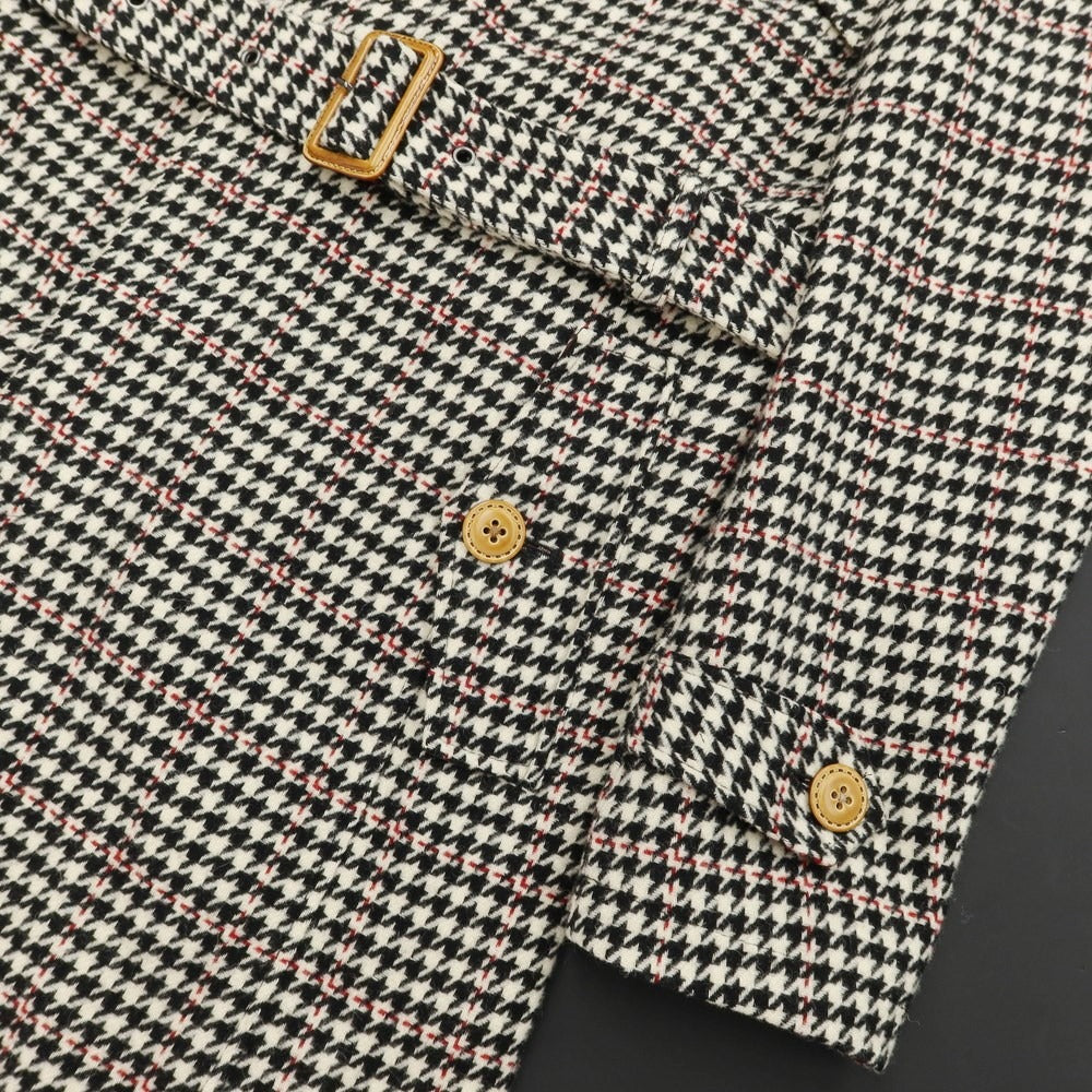 [Used] Morgan Homme Wool Polyester Houndstooth Single Trench Coat Off White x Black [Size M] [WHT] [A/W] [Condition Rank B] ​​[Men&