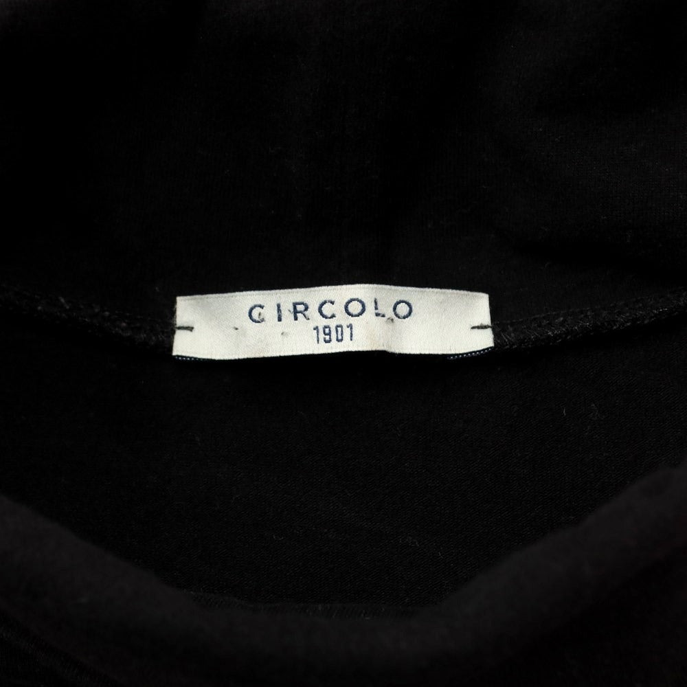 チルコロ1901 CIRCOLO 1901 コットン 長袖 タートルネック Ｔシャツ ブラック【サイズXL】【メンズ】