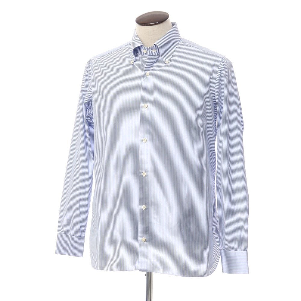 [Used] Luigi Borrelli Broad Cotton Striped BD Shirt Blue x White [Size 42] [BLU] [S/S/A/W] [Condition Rank C] [Men&