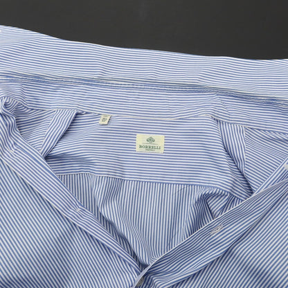 [Used] Luigi Borrelli Broad Cotton Striped BD Shirt Blue x White [Size 42] [BLU] [S/S/A/W] [Condition Rank C] [Men&