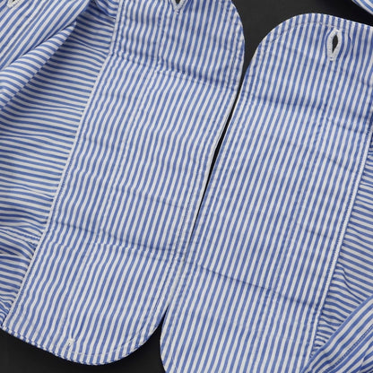 [Used] Luigi Borrelli Broad Cotton Striped BD Shirt Blue x White [Size 42] [BLU] [S/S/A/W] [Condition Rank C] [Men&