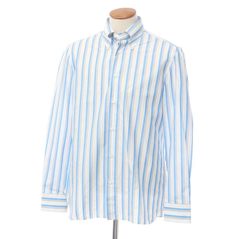 [Used] [Unused] Luigi Borrelli VALERIO Cotton Button-down Dress Shirt White x Light Blue x Gray [Size 40] [WHT] [S/S/A/W] [Condition Rank S] [Men&