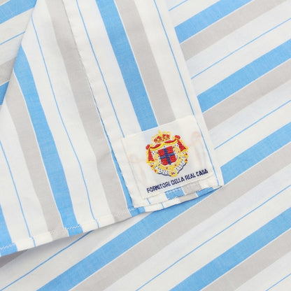 [Used] [Unused] Luigi Borrelli VALERIO Cotton Button-down Dress Shirt White x Light Blue x Gray [Size 40] [WHT] [S/S/A/W] [Condition Rank S] [Men&