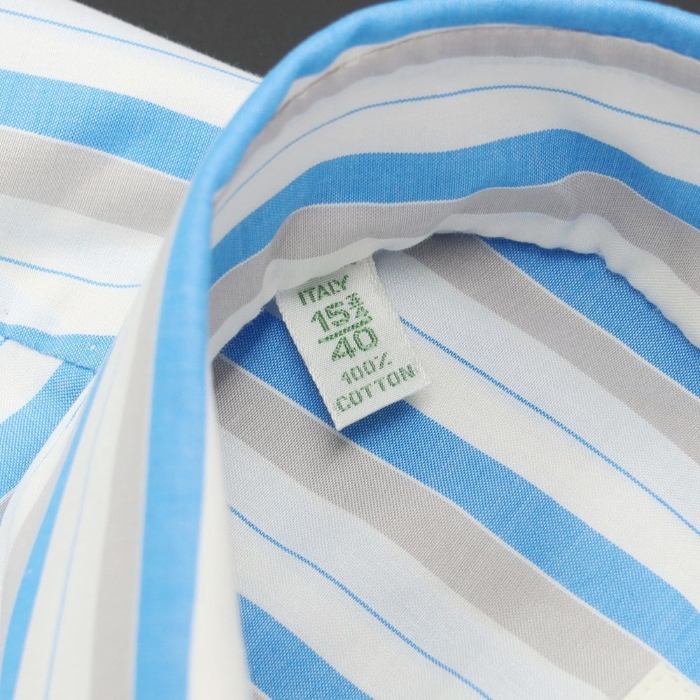 [Used] [Unused] Luigi Borrelli VALERIO Cotton Button-down Dress Shirt White x Light Blue x Gray [Size 40] [WHT] [S/S/A/W] [Condition Rank S] [Men&