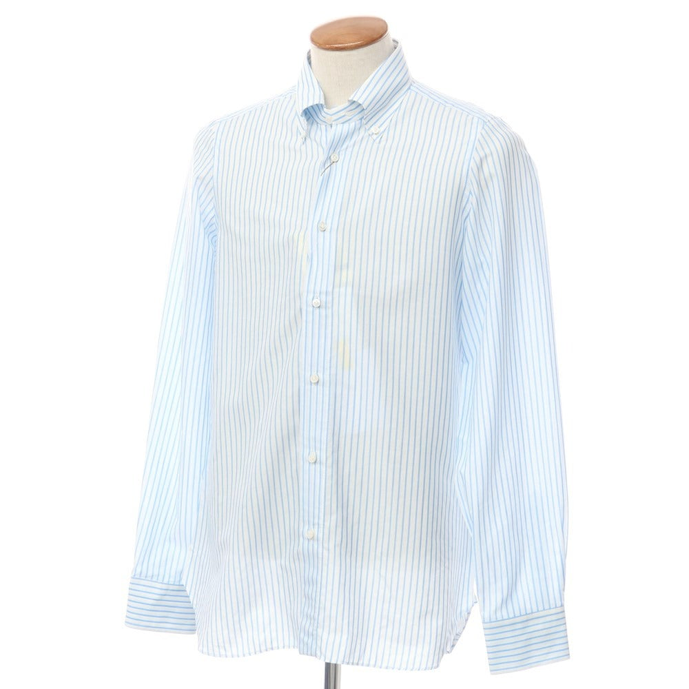 [Used] [Unused] Luigi Borrelli GABLE Cotton Striped Button-down Dress Shirt White x Light Blue [Size 40] [WHT] [S/S/A/W] [Condition Rank S] [Men&