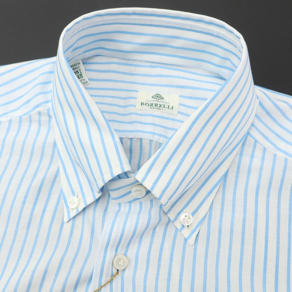 [Used] [Unused] Luigi Borrelli GABLE Cotton Striped Button-down Dress Shirt White x Light Blue [Size 40] [WHT] [S/S/A/W] [Condition Rank S] [Men&