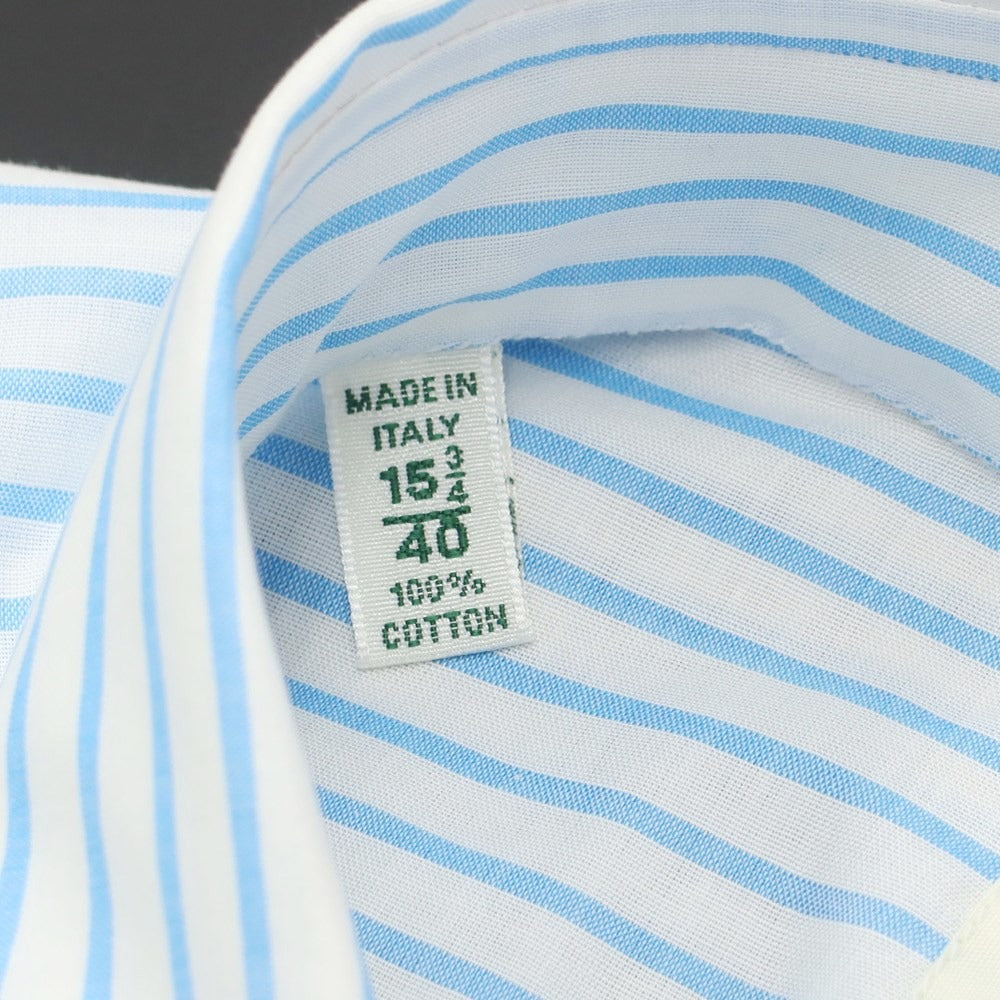 [Used] [Unused] Luigi Borrelli GABLE Cotton Striped Button-down Dress Shirt White x Light Blue [Size 40] [WHT] [S/S/A/W] [Condition Rank S] [Men&