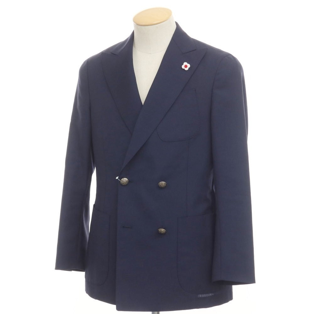 [Used] LARDINI wool mohair double-breasted tailored jacket, navy [44] [Condition: C] [Men&