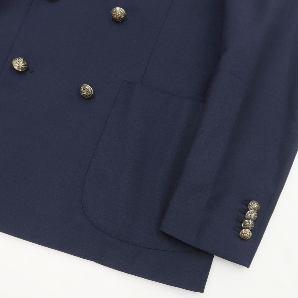 [Used] LARDINI wool mohair double-breasted tailored jacket, navy [44] [Condition: C] [Men&