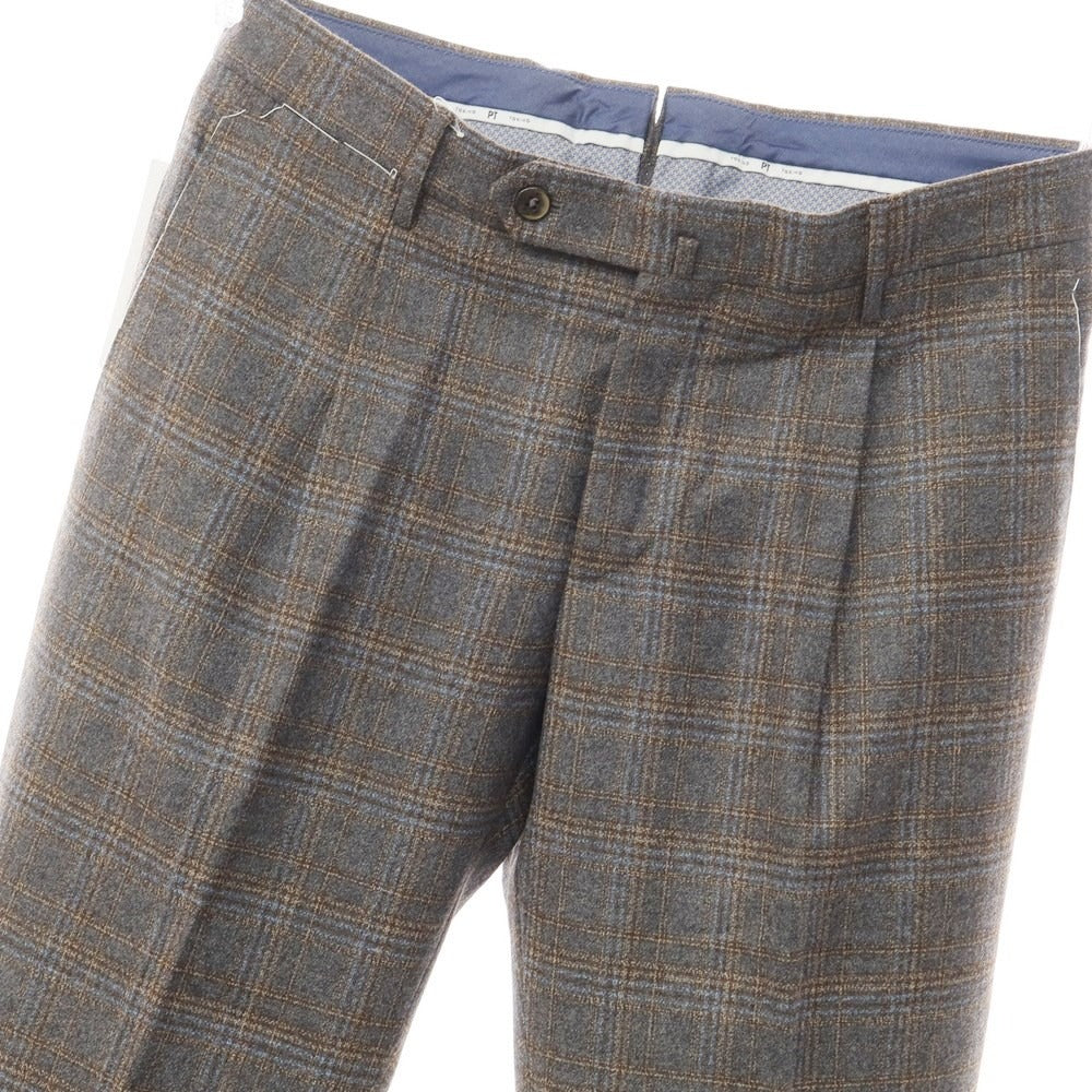 [Used] [Unused] PT TORINO Wool Check Dress Slacks Pants Gray x Brown [Size 46] [GRY] [A/W] [Condition Rank S] [Men&