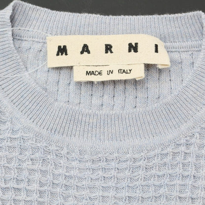 [Used] MARNI Waffle wool cotton striped crew neck knit Light grayish blue x navy [Size 44] [BLU] [A/W] [Condition rank B] ​​[Men&