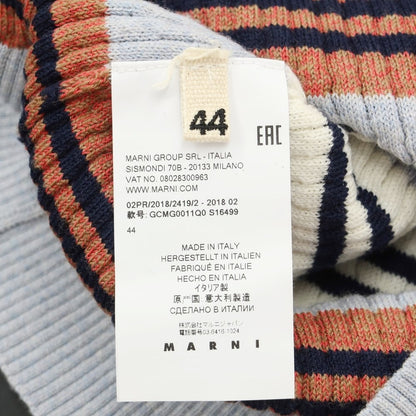 [Used] MARNI Waffle wool cotton striped crew neck knit Light grayish blue x navy [Size 44] [BLU] [A/W] [Condition rank B] ​​[Men&