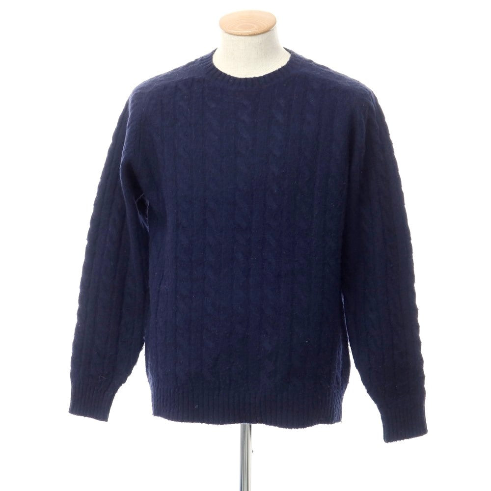 【中古】ビームスプラス BEAMS PLUS ミドルゲージウールナイロン ケーブル編み ニット ネイビー【サイズM】【NVY】【A/W】【状態ランクD】【メンズ】【768973】