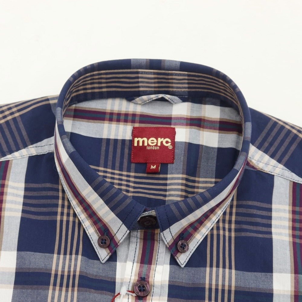 [Used] [Unused] Merc London Cotton Check Button-down Casual Shirt Navy x White [Size M] [NVY] [S/S/A/W] [Condition Rank S] [Men&
