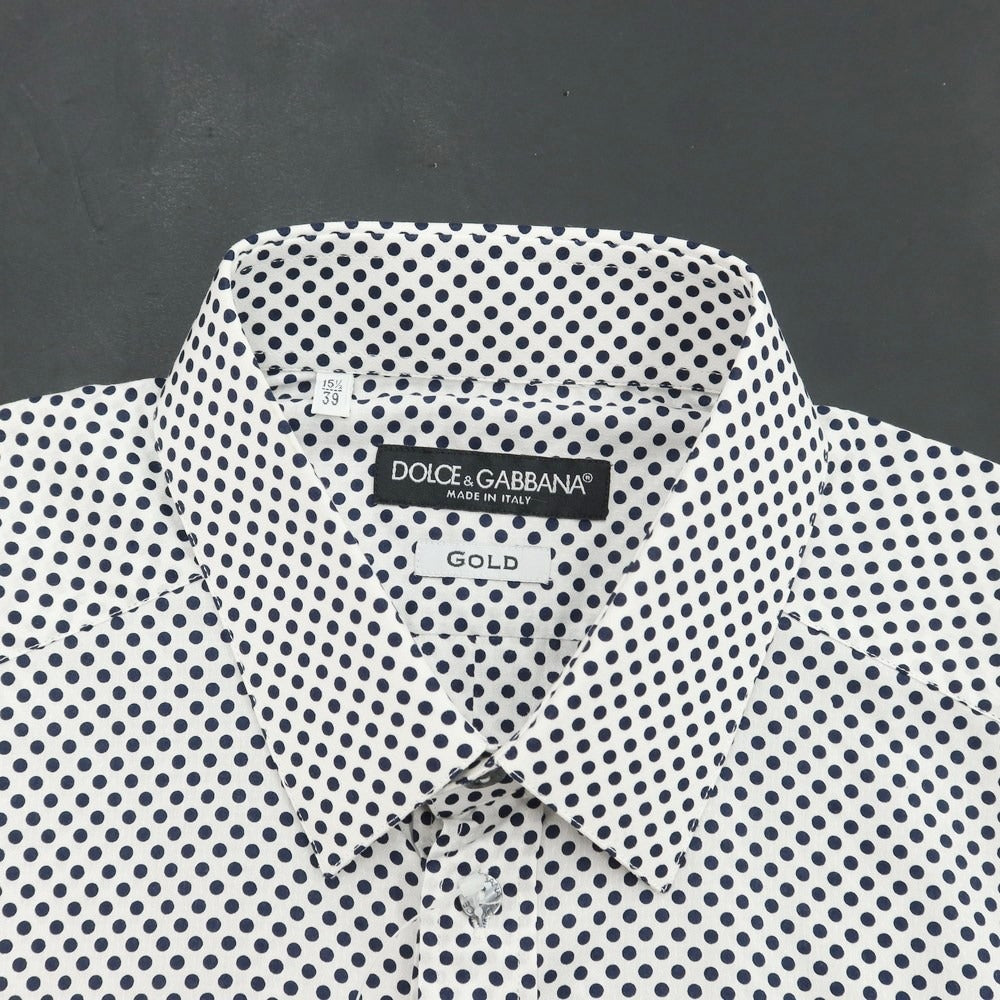 [Used] [Unused] Dolce &amp;amp; Gabbana DOLCE&amp;amp;GABBANA Cotton Dot Casual Shirt White x Dark Navy [Size 39] [WHT] [S/S/A/W] [Condition Rank S] [Men&