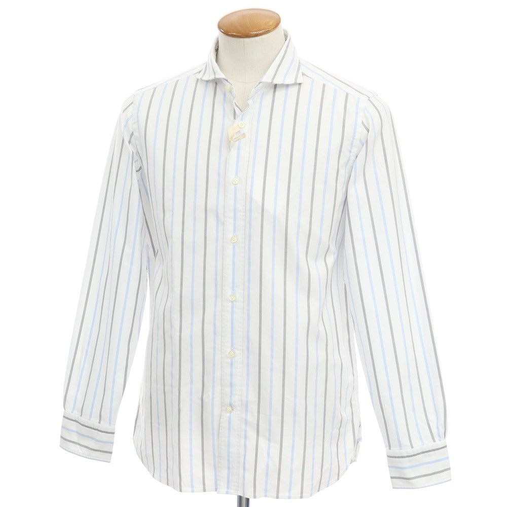 [Used] GUY ROVER Cotton Striped Horizontal Collar Casual Shirt White x Light Blue [Size 40] [WHT] [S/S/A/W] [Condition Rank A] [Men&