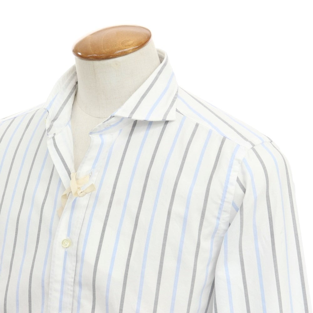 [Used] GUY ROVER Cotton Striped Horizontal Collar Casual Shirt White x Light Blue [Size 40] [WHT] [S/S/A/W] [Condition Rank A] [Men&