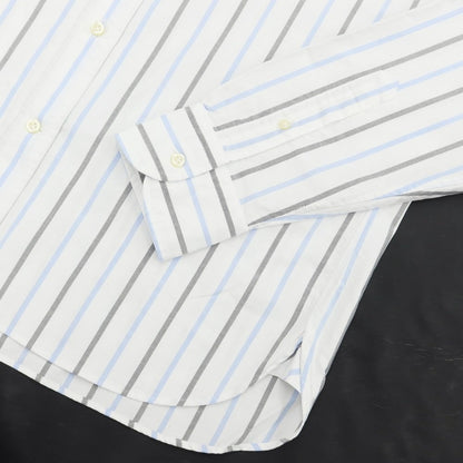 [Used] GUY ROVER Cotton Striped Horizontal Collar Casual Shirt White x Light Blue [Size 40] [WHT] [S/S/A/W] [Condition Rank A] [Men&