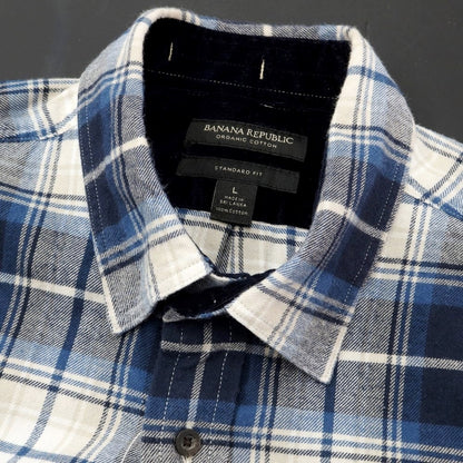 [Used] Banana Republic Cotton Check Flannel Shirt Casual Shirt Navy x White [Size L] [NVY] [A/W] [Condition Rank B] ​​[Men&