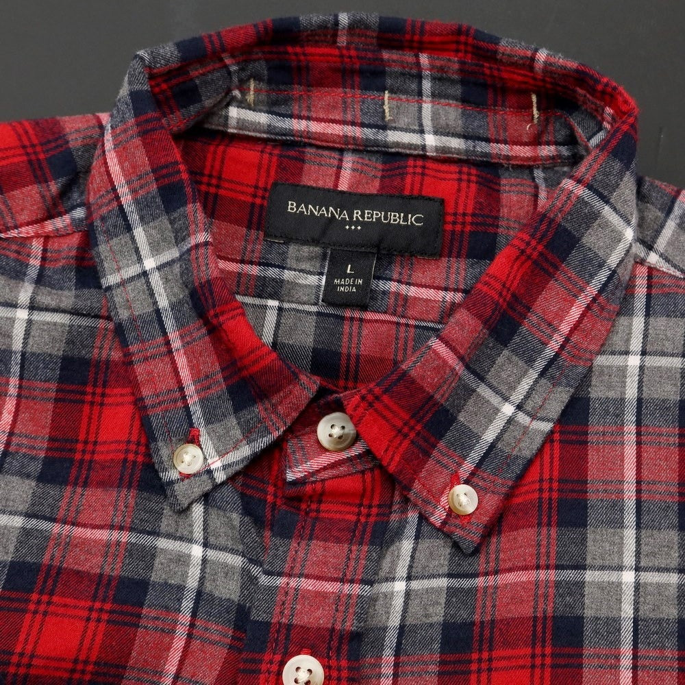 [Used] Banana Republic Cotton Polyester Button-down Flannel Shirt Red x Gray [Size L] [RED] [S/S/A/W] [Condition Rank A] [Men&