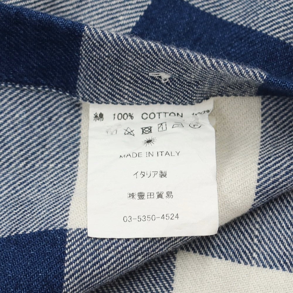 [Used] Giannetto Cotton Check Horizontal Collar Casual Shirt Navy x White [Size S] [NVY] [S/S/A/W] [Condition Rank B] ​​[Men&