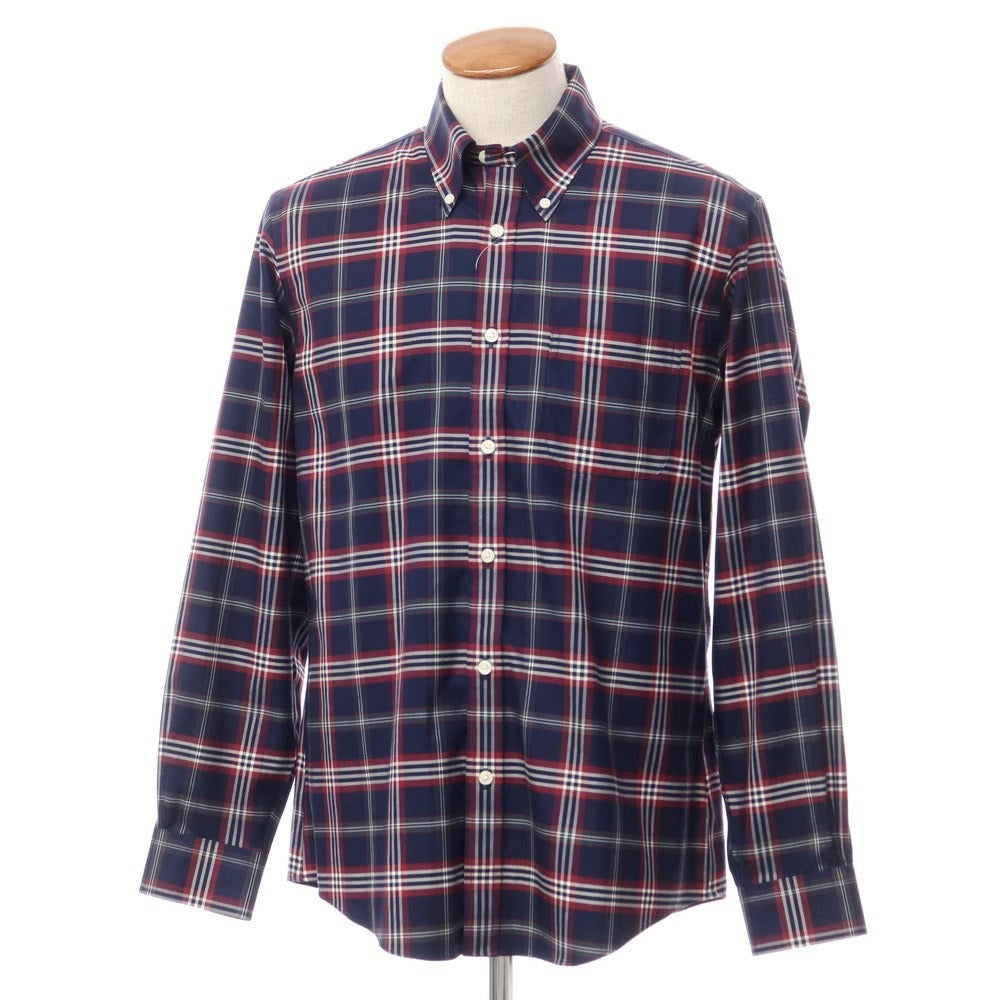 [Used] Brooks Brothers Cotton Check Button-down Casual Shirt Navy x Dark Red [Size M] [NVY] [S/S/A/W] [Condition Rank A] [Men&