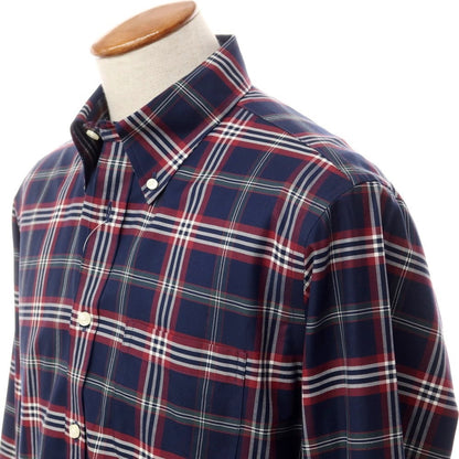 [Used] Brooks Brothers Cotton Check Button-down Casual Shirt Navy x Dark Red [Size M] [NVY] [S/S/A/W] [Condition Rank A] [Men&