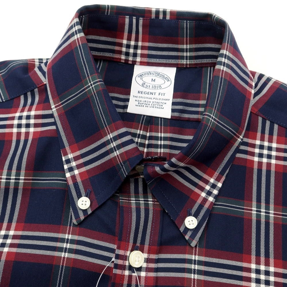 [Used] Brooks Brothers Cotton Check Button-down Casual Shirt Navy x Dark Red [Size M] [NVY] [S/S/A/W] [Condition Rank A] [Men&
