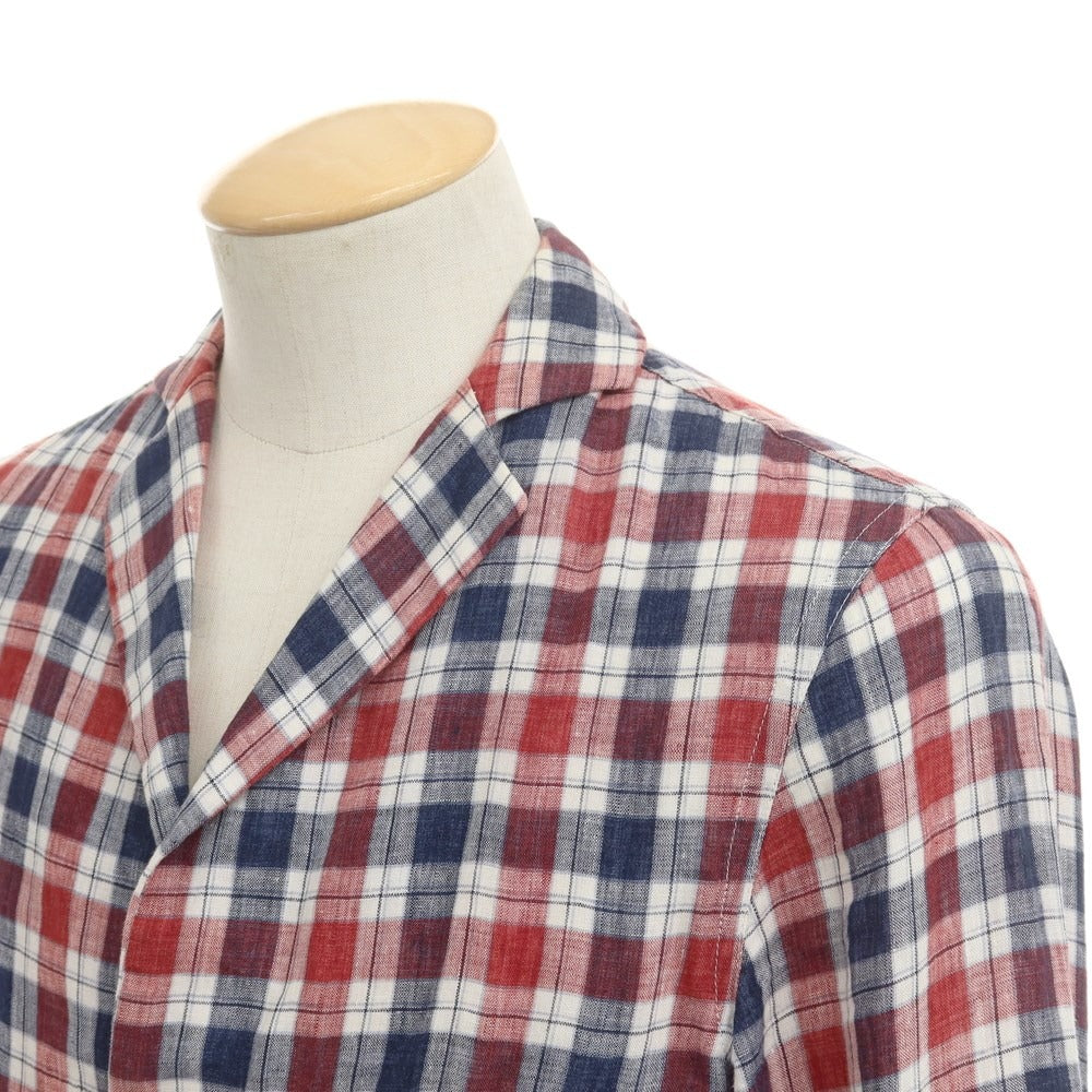 [Used] LARDINI Linen Check Shirt Jacket Red x Navy [XXS] [Condition Rank C] [Men&